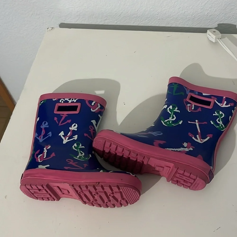 Gymboree Girl’s Nautical Preppy Anchor Rain Boots Size 11